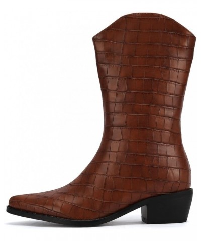 Women Fashion Cowgirl Boots 172 Brown $25.37 Boots