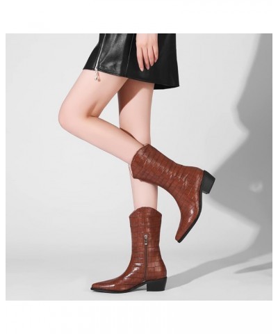 Women Fashion Cowgirl Boots 172 Brown $25.37 Boots