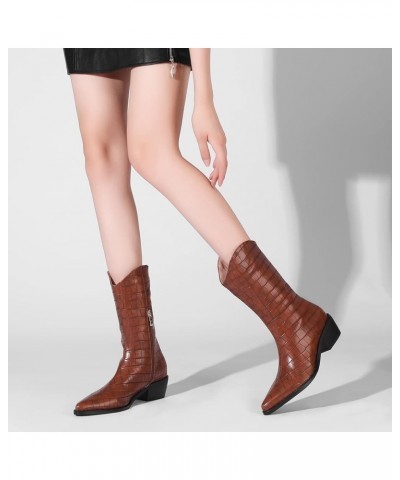 Women Fashion Cowgirl Boots 172 Brown $25.37 Boots