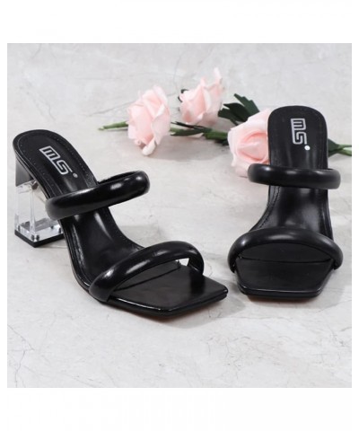 Fashion Summer Shoes Women Slip on Sandals Block High Heels 154 Black $21.55 Sandals