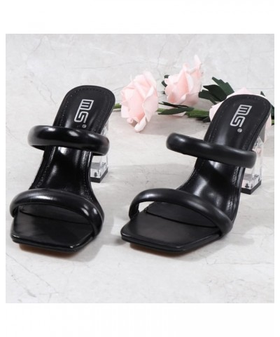 Fashion Summer Shoes Women Slip on Sandals Block High Heels 154 Black $21.55 Sandals