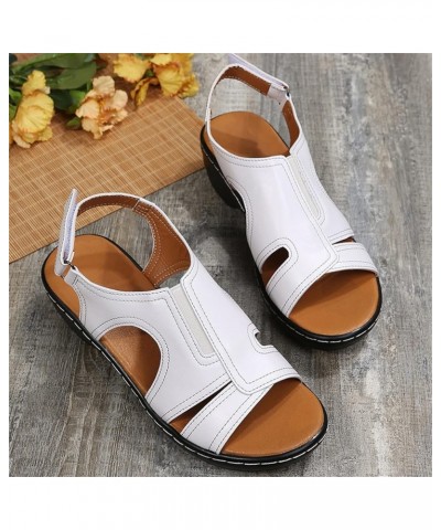 Women's Thick Sole Ankle Strap Sandals Summer Platform Casual Fish Mouth Sandals Comfortable Arch Support Wedge Faux Leather ...