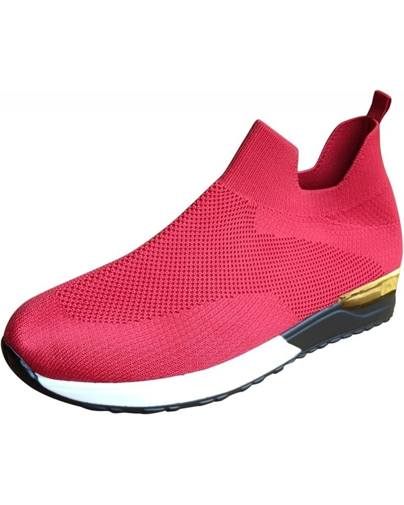 Outdoor Breathable Sports Color Shoes Shoes Mesh Solid Runing Sneakers Women Women's Sneakers Fashionable Red $14.48 Fashion ...