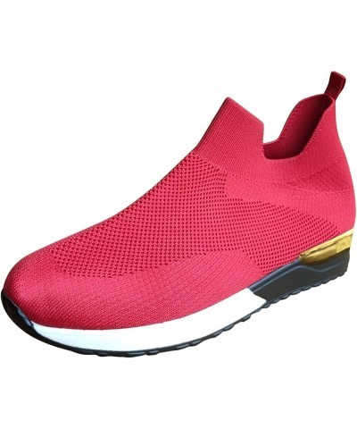 Outdoor Breathable Sports Color Shoes Shoes Mesh Solid Runing Sneakers Women Women's Sneakers Fashionable Red $14.48 Fashion ...