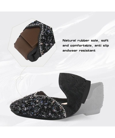 Flats Shoes Women Elegant Rhinestone Pointed Head Ballet Flats Comfortable soft memory foam Slip-On Low Heel Dress Shoes C-bl...