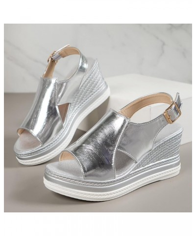 Womens Elastic Strappy String Thong T-Strap Ankle Strap Summer Mid Heel Sandals Cushion Flip-Flop Sandal 99-ibzwp-silver-e $1...