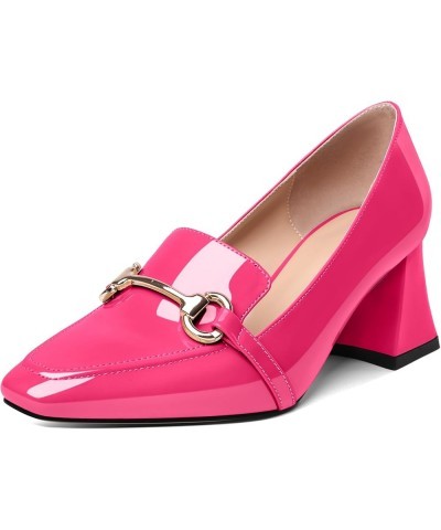 Low Heels for Women Block Chunky Heels Slip On Toe Pumps Loafers 2.5" Closed Toe Slanted Heels Shoes Patent Hot Pink $31.34 P...