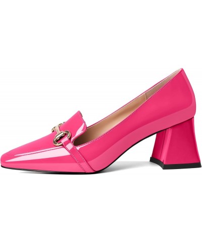 Low Heels for Women Block Chunky Heels Slip On Toe Pumps Loafers 2.5" Closed Toe Slanted Heels Shoes Patent Hot Pink $31.34 P...