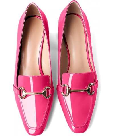 Low Heels for Women Block Chunky Heels Slip On Toe Pumps Loafers 2.5" Closed Toe Slanted Heels Shoes Patent Hot Pink $31.34 P...