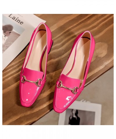 Low Heels for Women Block Chunky Heels Slip On Toe Pumps Loafers 2.5" Closed Toe Slanted Heels Shoes Patent Hot Pink $31.34 P...