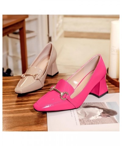 Low Heels for Women Block Chunky Heels Slip On Toe Pumps Loafers 2.5" Closed Toe Slanted Heels Shoes Patent Hot Pink $31.34 P...