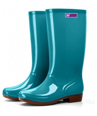 Women Tall Rain Boots Waterproof Garden Shoes Anti-Slipping Outdoor Work Shoes Stylish Light Rain Shoes Blue $27.83 Outdoor S...