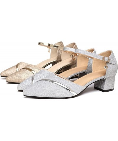 Tap Dance Shoes For Girls Comfortable Low Heeled Sandals Dance Heels With Ankle Support Latin Dance Shoes Silv 5-silver $17.8...