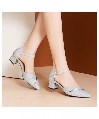 Tap Dance Shoes For Girls Comfortable Low Heeled Sandals Dance Heels With Ankle Support Latin Dance Shoes Silv 5-silver $17.8...