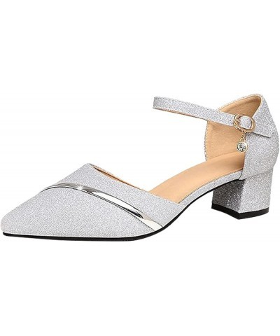 Tap Dance Shoes For Girls Comfortable Low Heeled Sandals Dance Heels With Ankle Support Latin Dance Shoes Silv 5-silver $17.8...