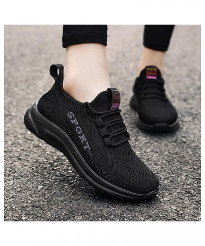 Fashion Autumn Women Sports Shoes Flat Non Slip Lace Up Fly Woven Mesh Breathable Comfortable Solid Color Simple Womens Sneak...