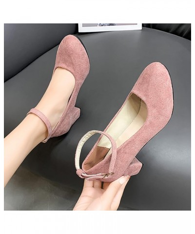 Ladies Thick Heel Sandals European American Foreign Trade Large Slippers Pointed Thick Frosted Buckle Single Gkdc-pink $12.60...