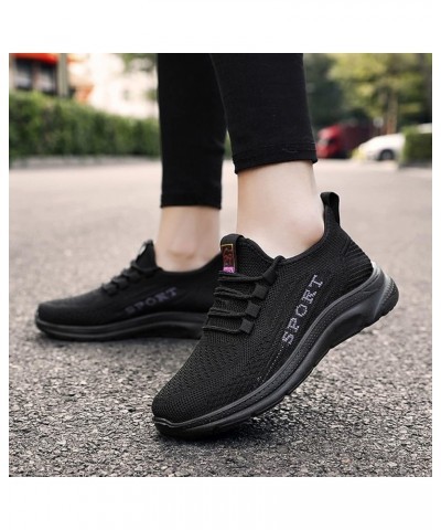 Fashion Autumn Women Sports Shoes Flat Non Slip Lace Up Fly Woven Mesh Breathable Comfortable Solid Color Simple Womens Sneak...