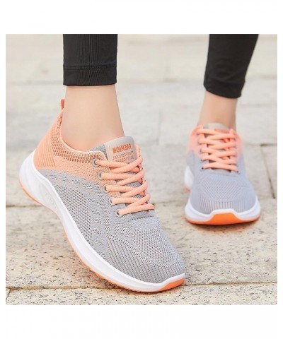 Fashion Women Outdoor Mesh Lace-Up Sports Shoes Runing Breathable Shoes Sneakers Z 12-orange $14.25 Athletic Shoes