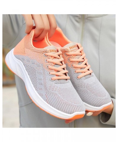 Fashion Women Outdoor Mesh Lace-Up Sports Shoes Runing Breathable Shoes Sneakers Z 12-orange $14.25 Athletic Shoes