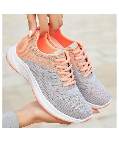 Fashion Women Outdoor Mesh Lace-Up Sports Shoes Runing Breathable Shoes Sneakers Z 12-orange $14.25 Athletic Shoes