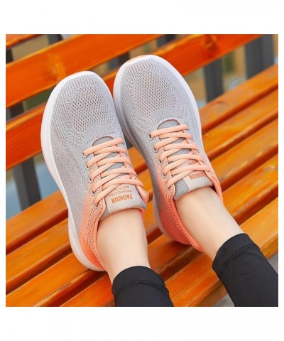 Fashion Women Outdoor Mesh Lace-Up Sports Shoes Runing Breathable Shoes Sneakers Z 12-orange $14.25 Athletic Shoes