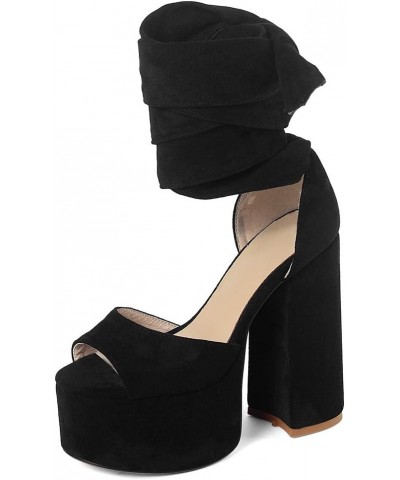 Fashion Platform Sandals Block High Heels 2 Black $39.34 Sandals