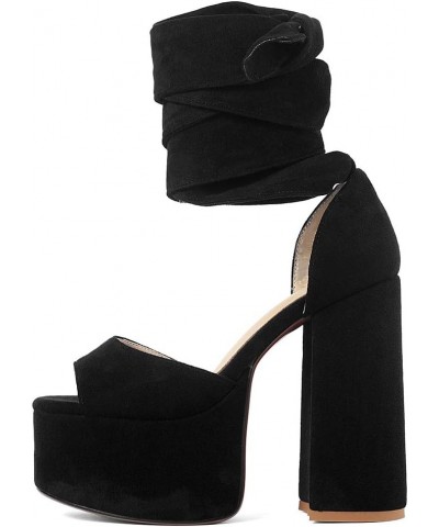 Fashion Platform Sandals Block High Heels 2 Black $39.34 Sandals