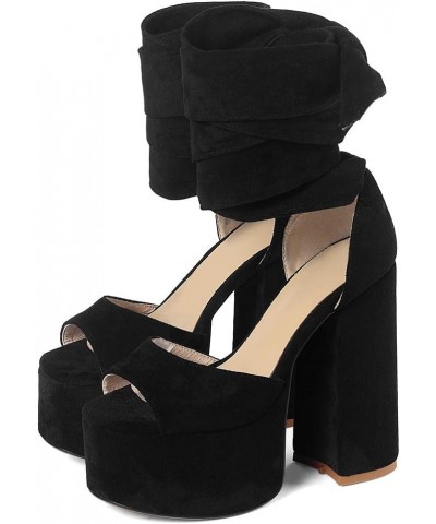 Fashion Platform Sandals Block High Heels 2 Black $39.34 Sandals