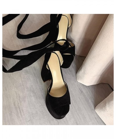 Fashion Platform Sandals Block High Heels 2 Black $39.34 Sandals