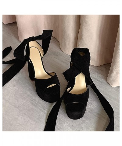 Fashion Platform Sandals Block High Heels 2 Black $39.34 Sandals