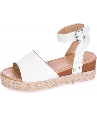 Wedge Sandals for Women Dressy, Womens Platform Sandals Summer Espadrille Sandals Casual Open Toe Slip-on Sandals X21-white $...