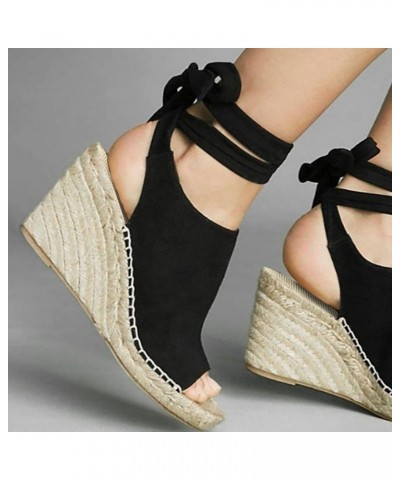 Women Fish Mouth Slip On Wedge Sandals Fish Wedge Fashion Strap Solid Color Ankle Mouth Women's Band Sandals Women's Sandals ...