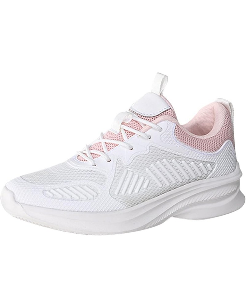 Women Running Shoes Lace Up Sporty Sports Shoes White Shoes Sneakers Youth Swim Shoes Pink $18.19 Athletic Shoes