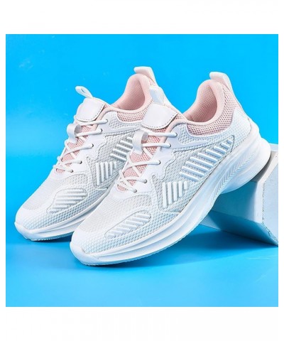 Women Running Shoes Lace Up Sporty Sports Shoes White Shoes Sneakers Youth Swim Shoes Pink $18.19 Athletic Shoes