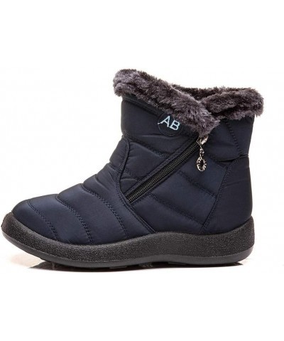 Women Winter Waterproof Snow Boots 35-43, Female Plush Side Zipper Shoes Anti-Slip Warm Ankle Boots Plus Size Blue 36 $23.59 ...