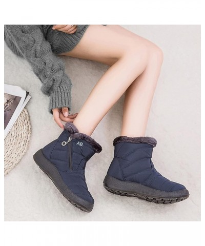 Women Winter Waterproof Snow Boots 35-43, Female Plush Side Zipper Shoes Anti-Slip Warm Ankle Boots Plus Size Blue 36 $23.59 ...