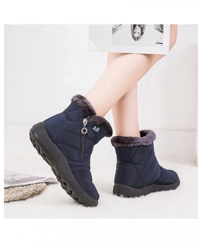 Women Winter Waterproof Snow Boots 35-43, Female Plush Side Zipper Shoes Anti-Slip Warm Ankle Boots Plus Size Blue 36 $23.59 ...