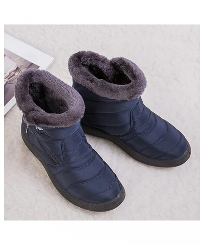 Women Winter Waterproof Snow Boots 35-43, Female Plush Side Zipper Shoes Anti-Slip Warm Ankle Boots Plus Size Blue 36 $23.59 ...