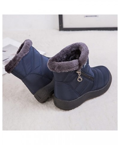 Women Winter Waterproof Snow Boots 35-43, Female Plush Side Zipper Shoes Anti-Slip Warm Ankle Boots Plus Size Blue 36 $23.59 ...