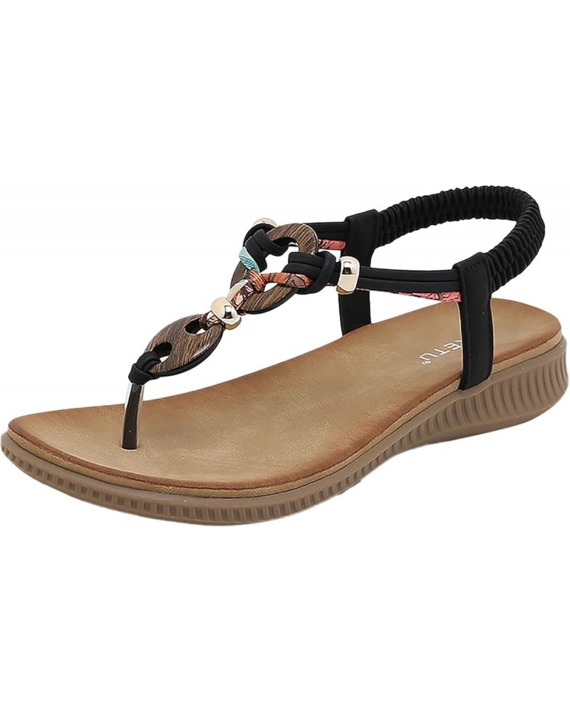 Open Toe Summer Beach Sandals for Women Soft Comfy Platform Sandals Bohemian Style Flip Flop Sandals Non-Slip Black $14.63 Ou...