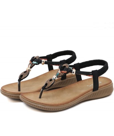 Open Toe Summer Beach Sandals for Women Soft Comfy Platform Sandals Bohemian Style Flip Flop Sandals Non-Slip Black $14.63 Ou...