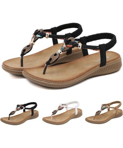 Open Toe Summer Beach Sandals for Women Soft Comfy Platform Sandals Bohemian Style Flip Flop Sandals Non-Slip Black $14.63 Ou...