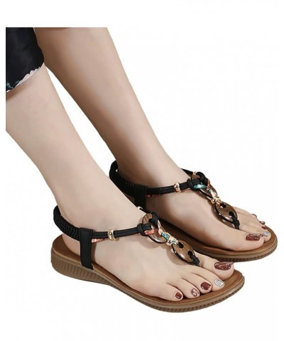 Open Toe Summer Beach Sandals for Women Soft Comfy Platform Sandals Bohemian Style Flip Flop Sandals Non-Slip Black $14.63 Ou...