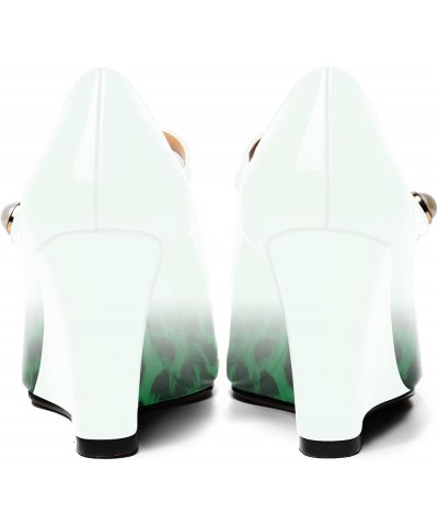 Womens Ankle Strap Party Patent Fashion Sexy Round Toe Wedge High Heel Pumps Dress Shoes 3.5 Inch White Green Leopard $38.47 ...