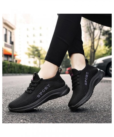 Fashion Autumn Women Sports Shoes Flat Non Slip Lace Up Fly Woven Mesh Breathable Comfortable Solid Color Simple Womens Sneak...