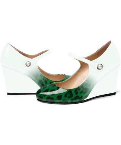 Womens Ankle Strap Party Patent Fashion Sexy Round Toe Wedge High Heel Pumps Dress Shoes 3.5 Inch White Green Leopard $38.47 ...