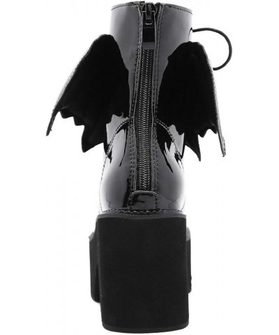 Women's Black Goth Platform Ankle Boots with Bat Wing Buckles Chunky Block Heels Round Toe Zipper Punk Motorcycle Combat Boot...