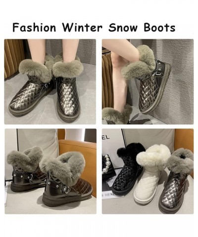 Womens Winter Snow Boots Warm Comfortable Fur Lined Waterproof Mid-Calf Ankle Boots Outdoor Non-slip Short Boots Dark Green $...