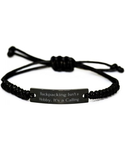 Inspirational Backpacking Gifts, Backpacking Isn't a, Love Black Rope Bracelet For Friends, Engraved Bracelet From Friends, A...